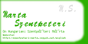 marta szentpeteri business card